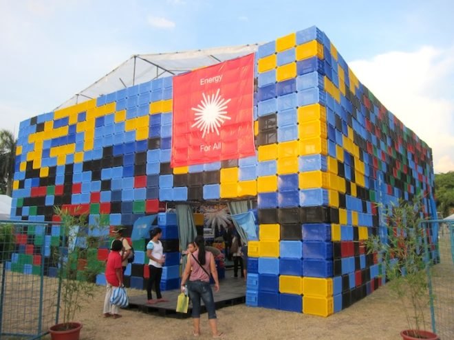 low tech, energy, clean energy, Touching the Earth Lightly, South Africa, Stephen Lamb, recycled plastic bottle pavilion, renewable energy, green energy, green building, sustainable building, eco-architecture, Philippines, A Liter of Light, Ilac Diaz, Manilla, recycled materials, hydroponics, David de Rothschild, Plastiki,