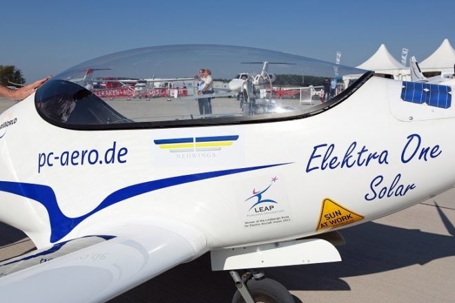SolarWorld eOne, Elektra One Solar, ILA Berlin Air Show, AERO Global Show for General Aviation, SolarWorld, PC-Aero, solar-powered aircraft, electric aircraft