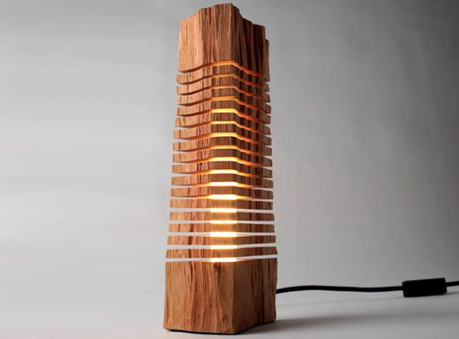 green design, eco design, sustainable design, Paul Foeckler, Split Grain, California Cypress Wood, branch lamps, recycled tree lamp