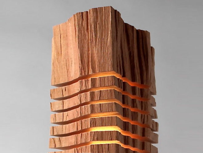 green design, eco design, sustainable design, Paul Foeckler, Split Grain, California Cypress Wood, branch lamps, recycled tree lamp