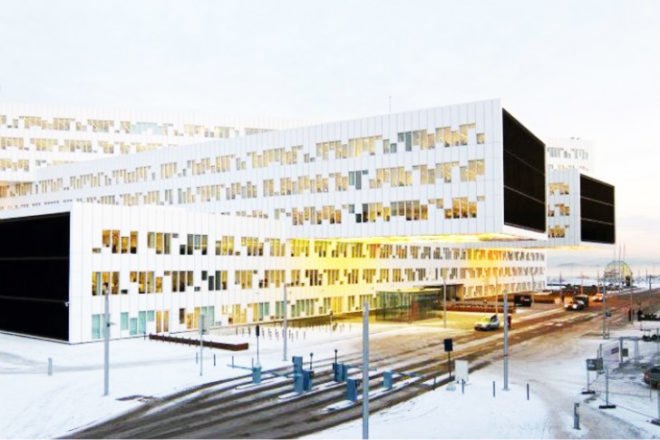 Statoil Offices, A-Lab, eco office, prefab office, high performance facade, energy efficient design, norway