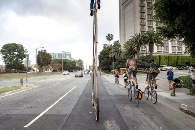green design, eco design, sustainable design, Richie Trimble, Stoopid Tall, 14.5 foot bike, tall bikes, CicLAvia,, diy bikes, upcycled bicycles, Los Angeles Bike culture