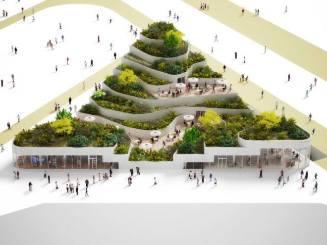 Super Market Sanya Lake Park, NL Architects, green roof, supermarket, super market, grocery store, china