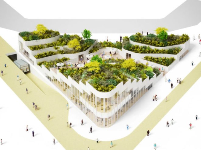 Super Market Sanya Lake Park, NL Architects, green roof, supermarket, super market, grocery store, china