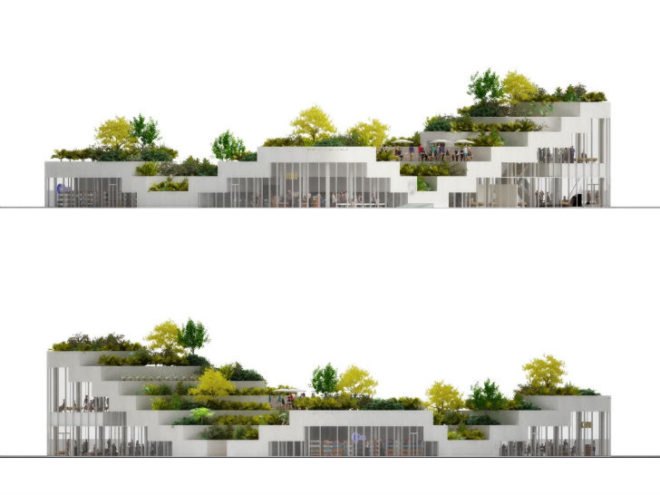 Super Market Sanya Lake Park, NL Architects, green roof, supermarket, super market, grocery store, china