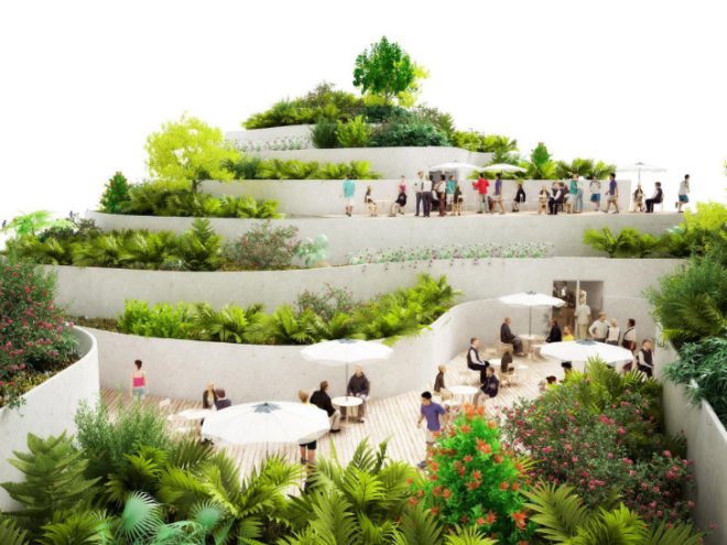 Super Market Sanya Lake Park, NL Architects, green roof, supermarket, super market, grocery store, china