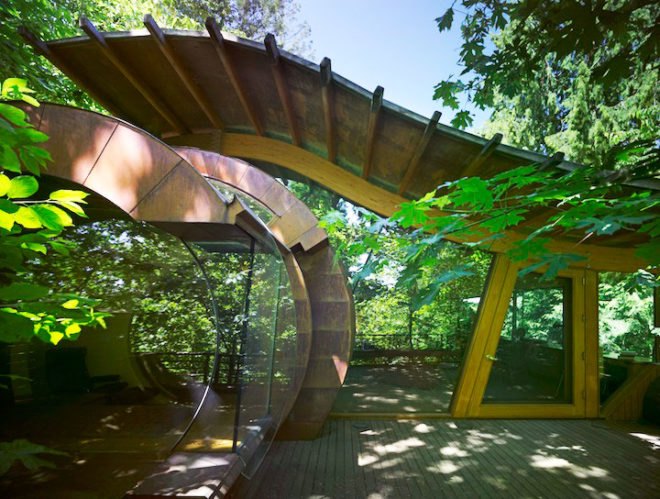 Oshatz Architects, Wilkinson Residence, Portland, Oregon, music, organic shape, wood, rusty, Architecture, Daylighting, Green Materials