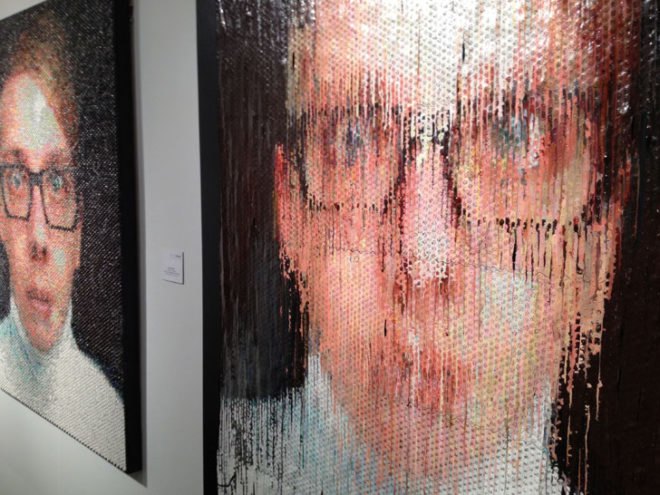 bradley hart, bubble wrap art, pixellated art, pointillism art, paint injected bubble wrap, recycled materials art