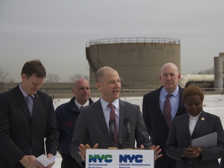 Tangent energy solutions, port Richmond, staten island, department of environmental protection, deputy mayor caswell Holloway, staten island ferry, nyc schools, solar panels, solar energy, wastewater, green energy, clean energy, planyc, Bloomberg planyc, mayor Michael Bloomberg, ny waste water treatment, cool roof, treatment plant, ny treatment plant
