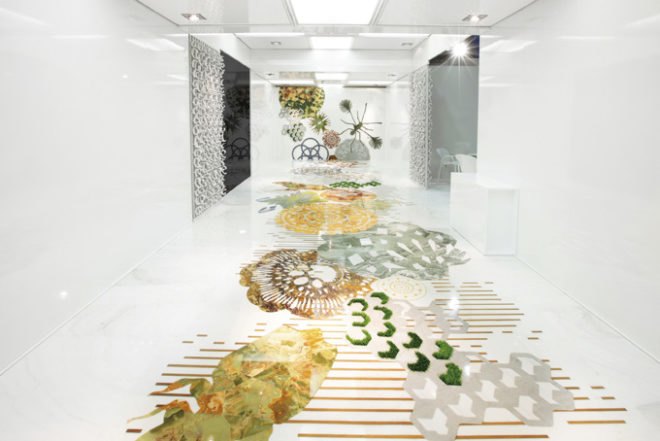 earthquake, budri, patricia urquiola, slabs, fragments, design, italy, salone del mobile, furniture fair, milan, 2013, origami, vases, marble, onyx, marblelace, natfuses macrosteria, tables, vases, coverings, stones, secret room