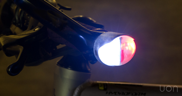 uon lights, rechargeable bike lights, bicycling, bike, cycling, sustainable design, green design, led light, bike lights, cycling safety, safe biking, bike turn signals, green gadgets, battery-free bike light