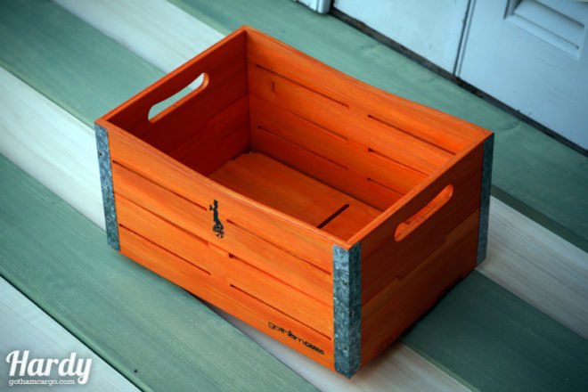 gothamcargo, bike basket, wood bike basket, color bike basket, bike crate, wood bicycle basket, bicycle basket, handmade bike basket