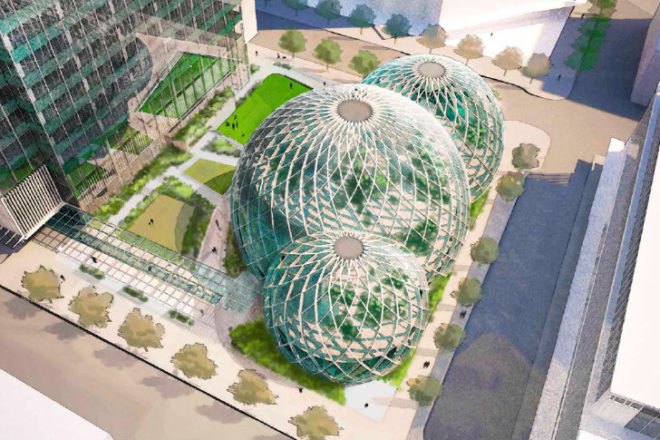 Amazon Biospheres, NBBJ, amazon headquarters, seattle, biospheres, green office, eco office