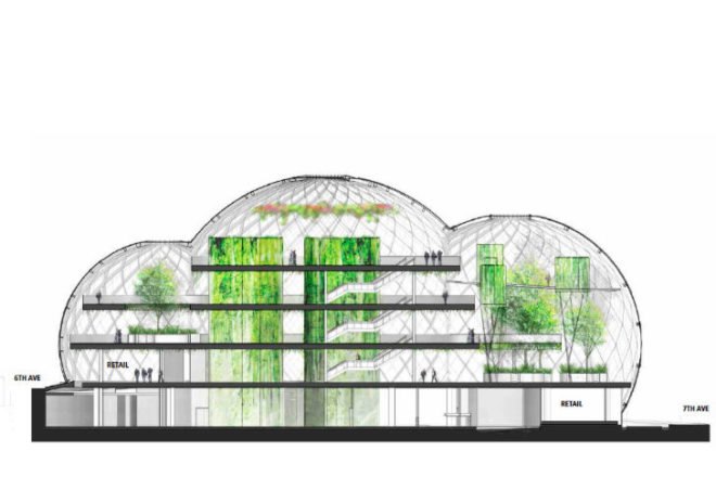 Amazon Biospheres, NBBJ, amazon headquarters, seattle, biospheres, green office, eco office