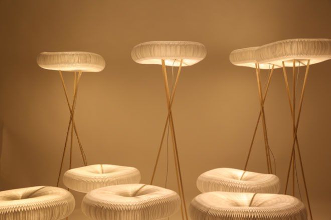 Molo design, Stephanie Forsythe Molo, Todd MacAllen Molo, LED SoftLight lamps, LED lighting, energy-efficient lighting, LED lamps, textile materials, honeycomb-like design, green materials, recyclable materials, LED lights, ICFF International Contemporary Furniture Fair