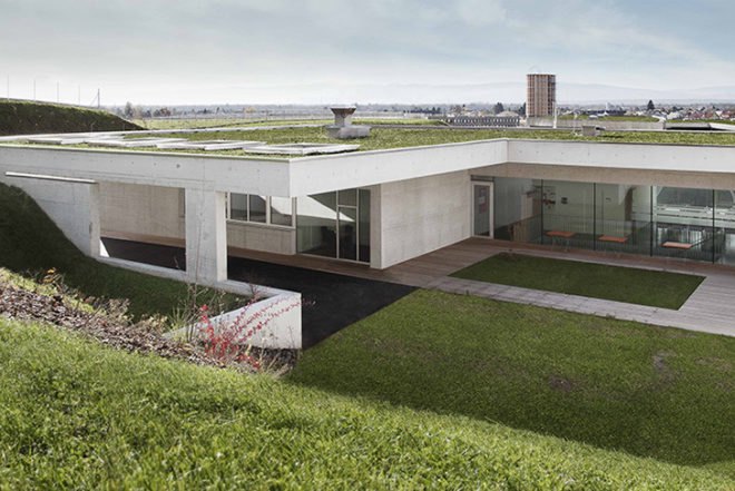 Dietger Wissounig Architekten, Tunnel Monitoring Complex Hausmannstaetten, Architecture, green roof, austria, green wall, concrete