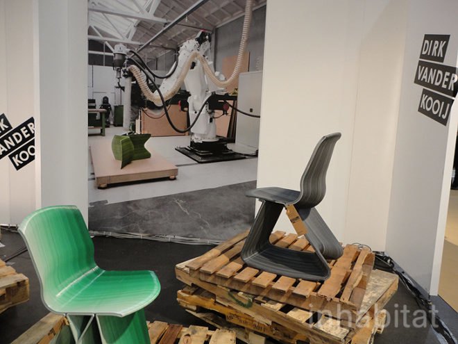 green design, eco design, sustainable design, Dirk Vander Kooij, ICFF, Chubby chairs, recycled refrigerator chairs, 3D printed chairs, Fanuc robot