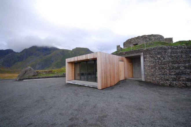 Eggum Tourist Stop, Snohetta, national tourist route in norway, gabion baskets, local materials, tourist stop, driftwood
