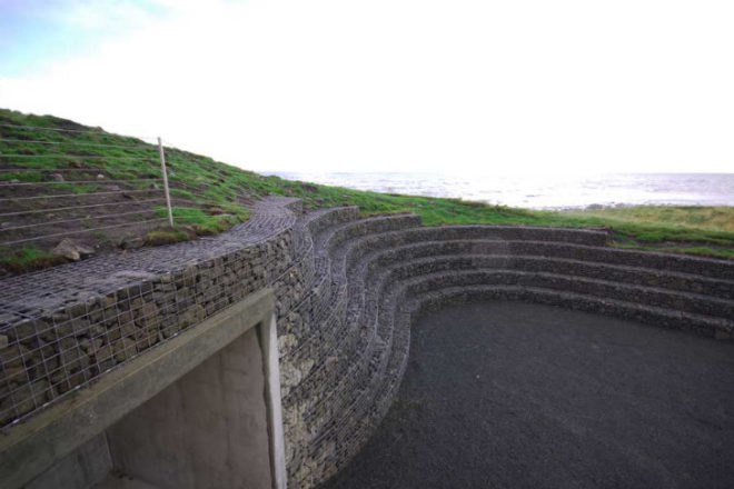 Eggum Tourist Stop, Snohetta, national tourist route in norway, gabion baskets, local materials, tourist stop, driftwood