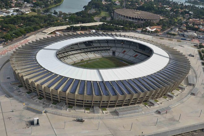 green design, eco design, sustainable design, 2014 FIFA World Cup, solar powered stadium, stadium solar array, Estadio Governador Magalhaes Pinto, Minierao