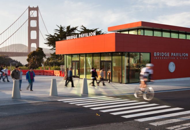Golden Gate Bridge Pavilion, Jensen Architects, Project Frog, golden gate bridge, prefab construction, golden gate welcome center, golden gate visitor center