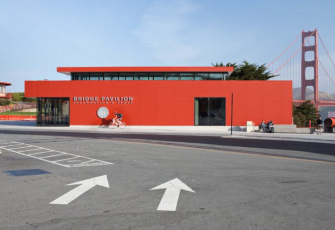Golden Gate Bridge Pavilion, Jensen Architects, Project Frog, golden gate bridge, prefab construction, golden gate welcome center, golden gate visitor center