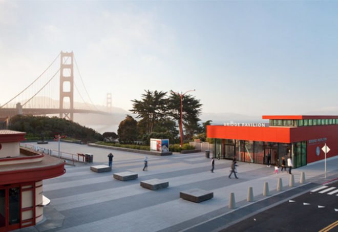 Golden Gate Bridge Pavilion, Jensen Architects, Project Frog, golden gate bridge, prefab construction, golden gate welcome center, golden gate visitor center