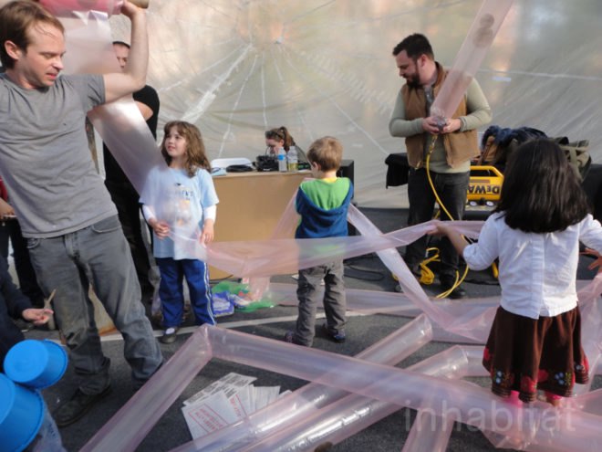 green design, eco design, sustainable design, Ideas City, New Museum, Raumlabor, inflatable pavilion, pop up pavilion, Spacebuster