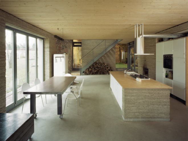 Ihlow House, Roswag Architekten, barn renovation, green renovation, rammed earth, barn house