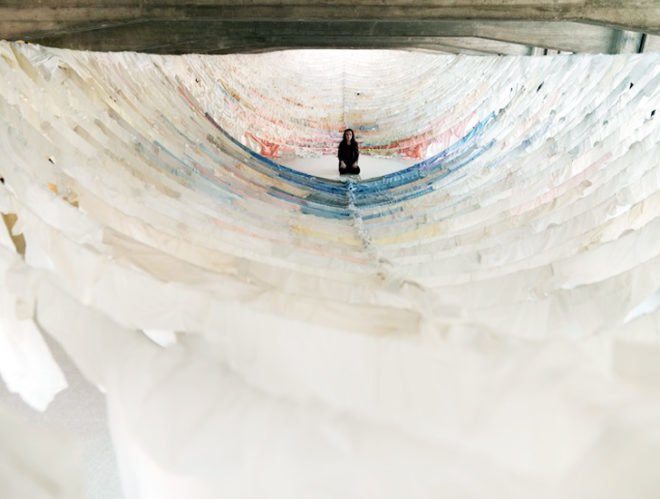 Kaarina Kaikkonen, second hand clothes, shirts, shirts landscape, italy, Max Mara, art installation, Art, Recycled Materials