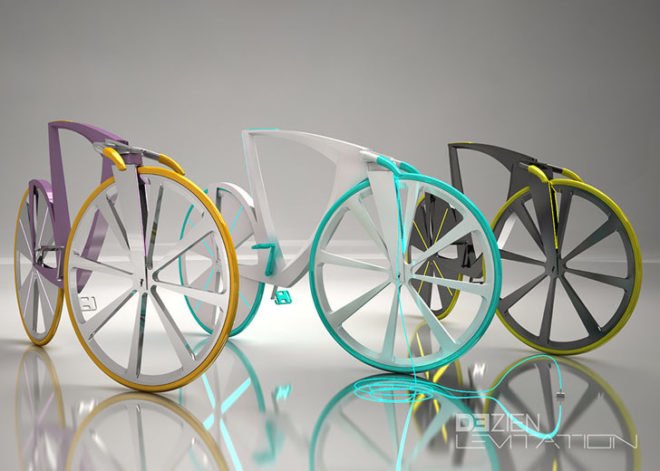 Levitation Bike. magnetic levitation bike, bicycle design, Hi-Macs material, eco-friendly Hi-Macs, green materials, energy generating bike, cycling, green transportation, rapid prototyping, digital fabrication, high-tech bike