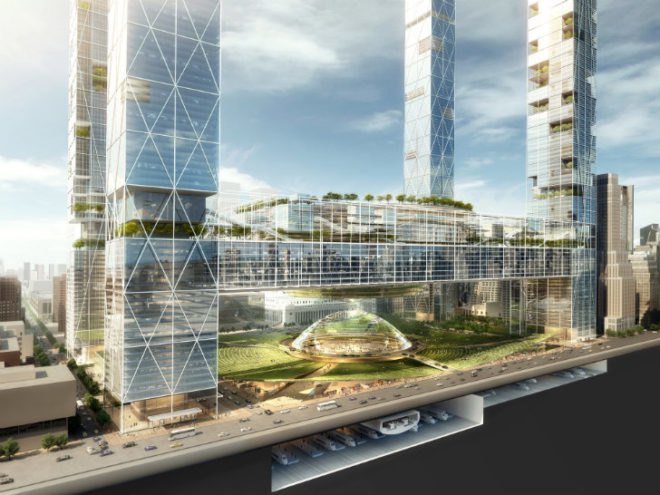 MAS Penn Station Vision, SOM, penn station, madison square garden, train station, high speed rail, manhattan,
