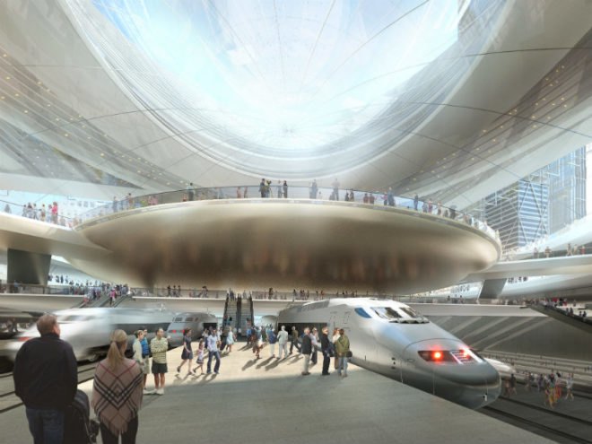 MAS Penn Station Vision, SOM, penn station, madison square garden, train station, high speed rail, manhattan,