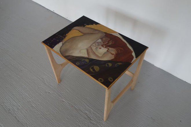 Vinella/Krupa, upcycled furniture, Art Nouveau, pyrography, wooden furniture, klimt, Edinburgh, Art, green furniture