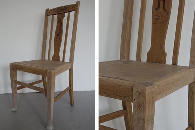 Vinella/Krupa, upcycled furniture, Art Nouveau, pyrography, wooden furniture, klimt, Edinburgh, Art, green furniture