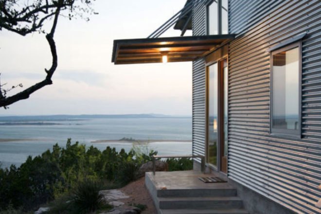 Mod Cott, Mell Lawrence Architects, solar house, guest house, lake buchanan, low energy house, rainwater collection