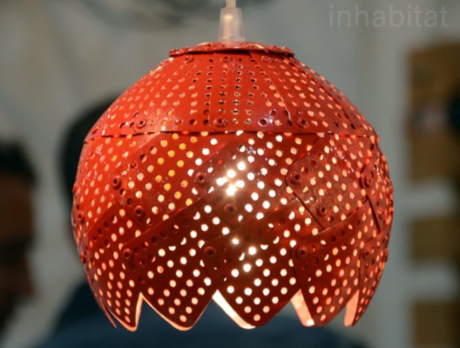 colander light shades, Nadia Belalia lamps, recycled colander design, recycled design, New York Design Week, New York Design Week 2013, ICFF NYC, lighting design, LED lighting, green design, NY designers