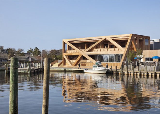 HWKN Fire Island Pines Pavilion, Fire Island Pines Pavilion, Fire Island Pines resort, gay resort New York, wooden building, New York club, green renovation, natural ventilation, green building, beach club New York, wooden club Fire Island Pines