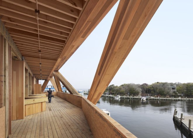 HWKN Fire Island Pines Pavilion, Fire Island Pines Pavilion, Fire Island Pines resort, gay resort New York, wooden building, New York club, green renovation, natural ventilation, green building, beach club New York, wooden club Fire Island Pines