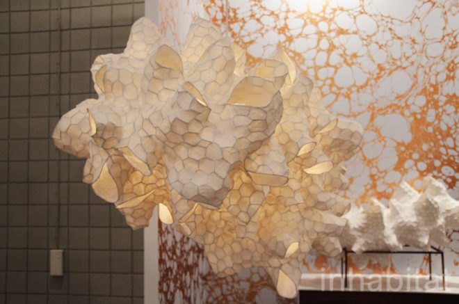 green design, eco design, sustainable design, ICFF, Patrick Weder, paper pulp lamp, coral inspired lamp, Calico wallpaper, sustainable lamps