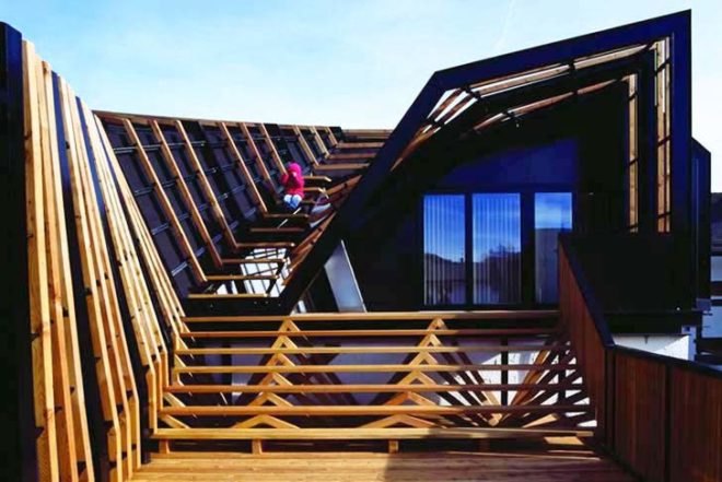 Architecture, gallery, Plasma Studio, parasite house, Esker Haus, San Candido, Italy, prefab composite walls, wooden frames, local wood