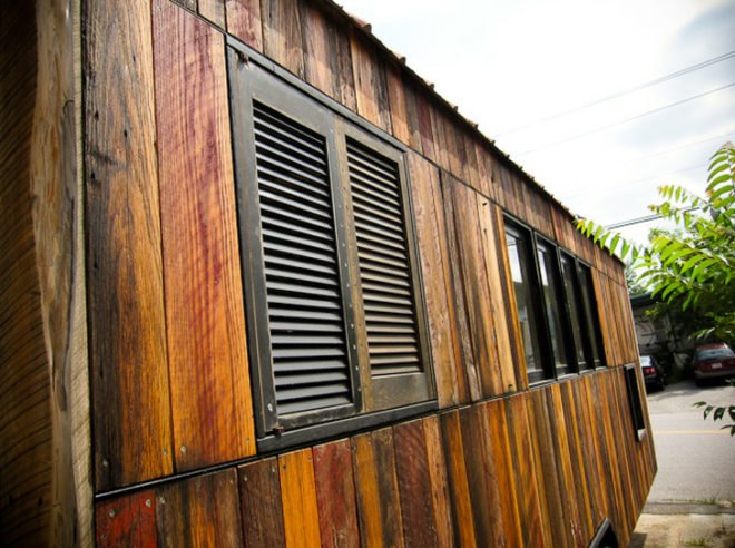 Aaron Maret, Pocket Shelter, tiny home, reclaimed barnboard, upcycled wood