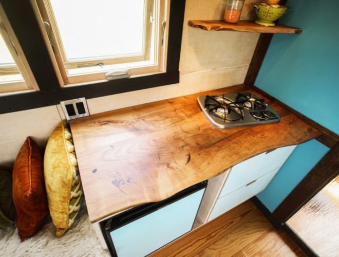 Aaron Maret, Pocket Shelter, tiny home, countertop, living edges