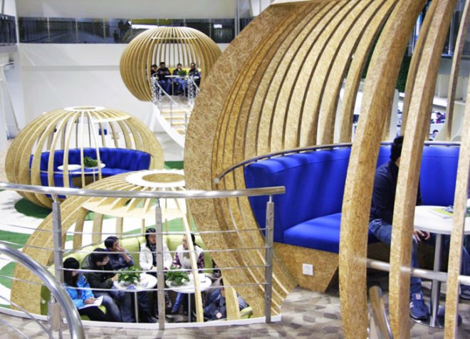 green design, eco design, sustainable design, flexible workspace, edg Corporation, David Ho, Qihoo 360 headquarters, strawboard, sustainable bamboo flooring