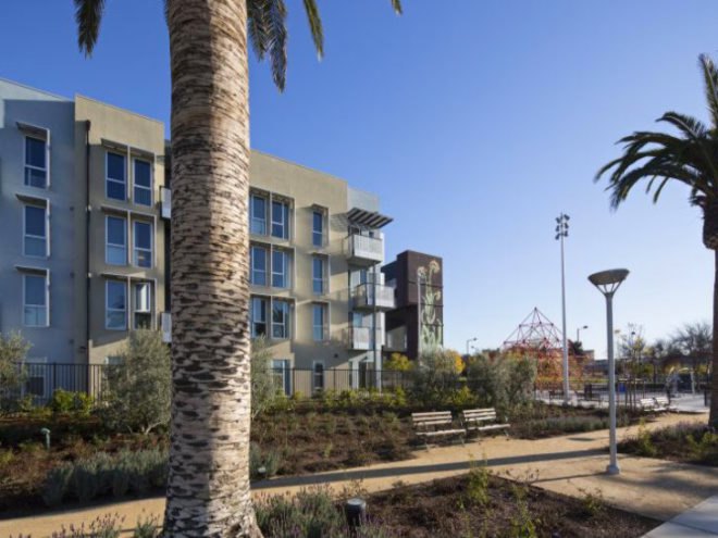 Station Center, David Baker and Partners, affordable housing, leed platinum, eco housing, union city, bay area
