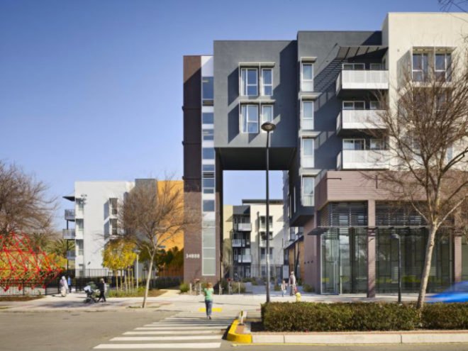 Station Center, David Baker and Partners, affordable housing, leed platinum, eco housing, union city, bay area