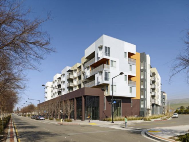 Station Center, David Baker and Partners, affordable housing, leed platinum, eco housing, union city, bay area