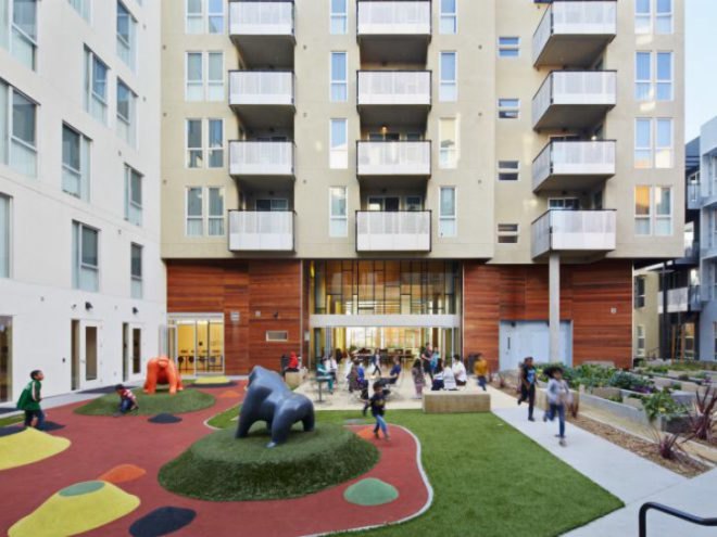 Station Center, David Baker and Partners, affordable housing, leed platinum, eco housing, union city, bay area