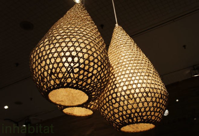 green design, eco design, sustainable design, Tucker Robbins, ICFF, rattan lamps, fishing basket lamp, salvaged lamps