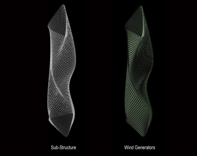 Taiwan Wind Tower, Taichung Wind Tower, Decode Urbanism Office, Beijing architects, Taichung towers, Taichung buildings, LED facade, LED lights, sustainable tower, wind power, wind turbines, wind facade, renewable energy sources, kinetic energy wind, tower plum blossom
